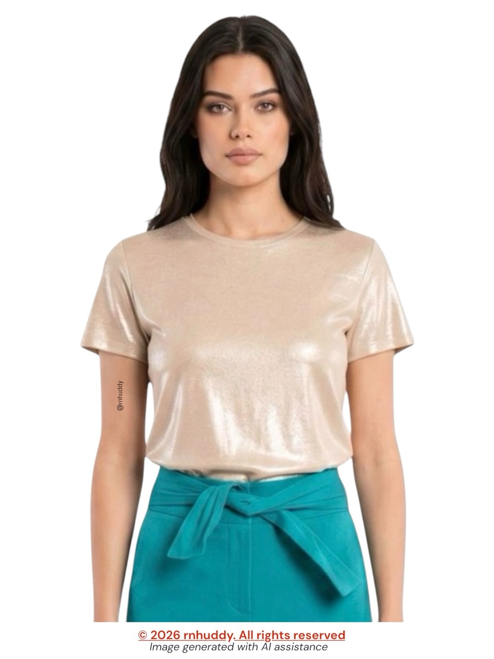 Molly Bracken M beige iridescent tee